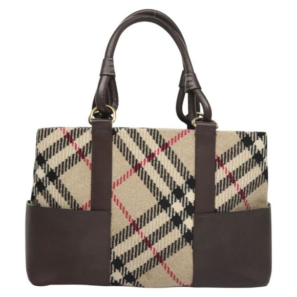 Burberry Nova Check Beige Wool Tote Bag (Pre-Owned) - Picture 1 of 16